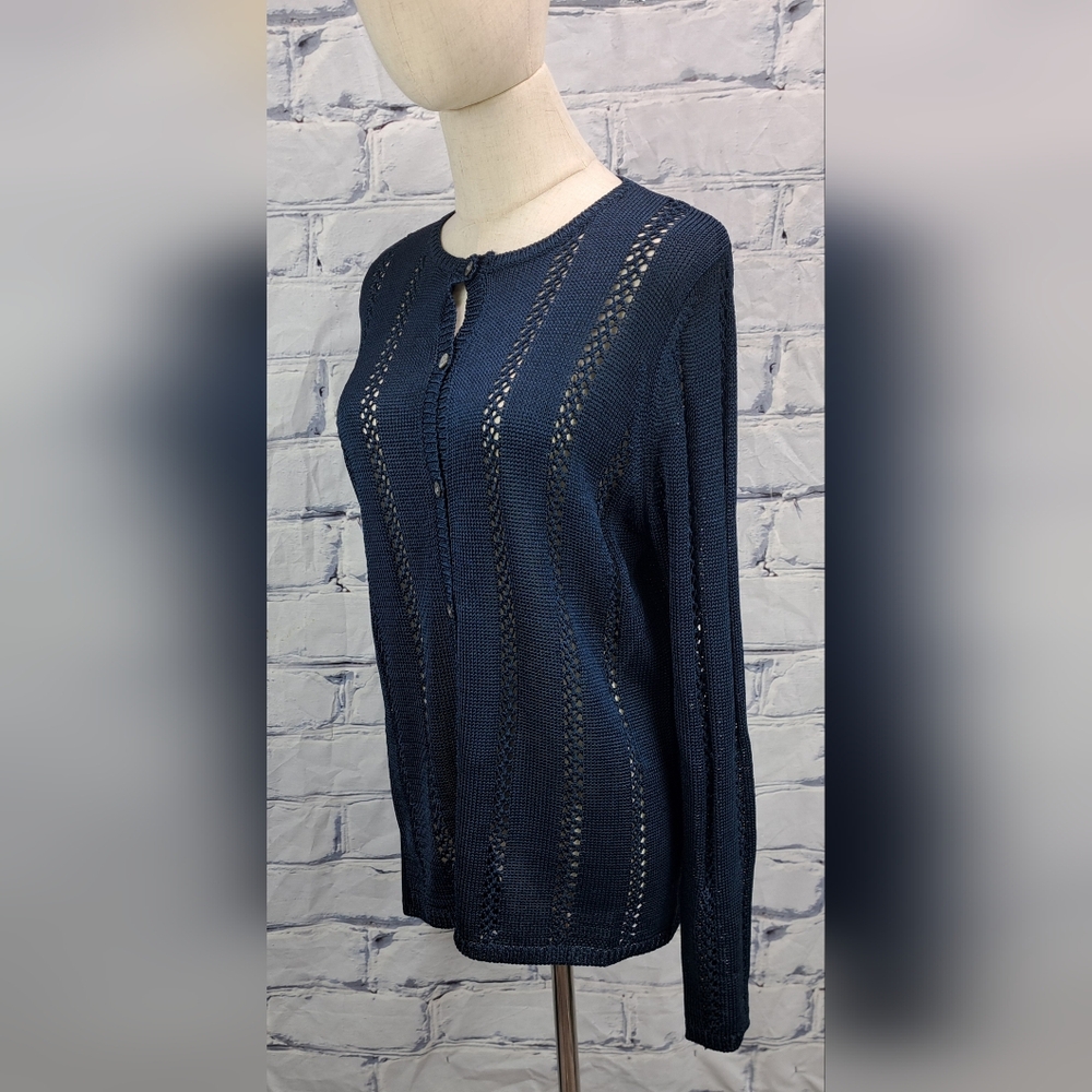 Karen Kane Women's Button Up Sweater Knit 100% Rayon Cardigan Vintage 90s Medium - Picture 4 of 16